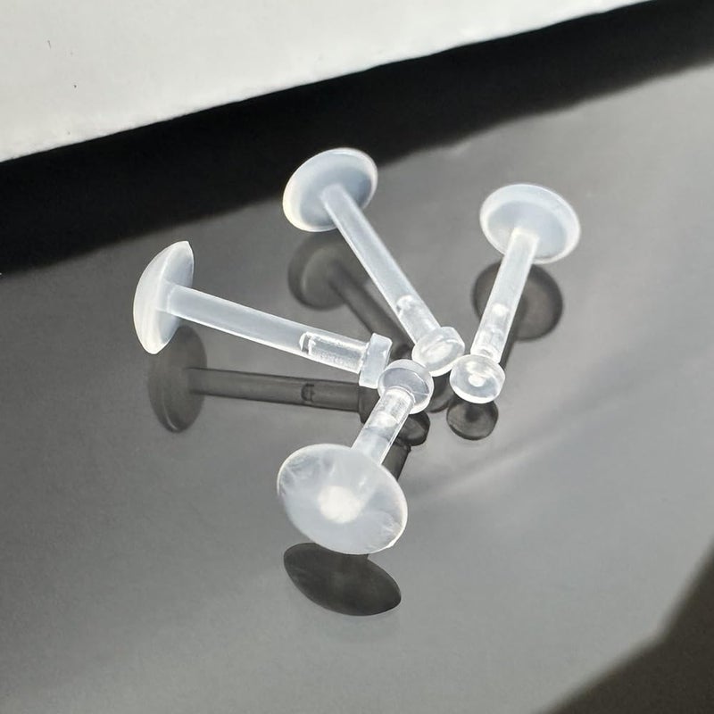NZDLM 16g Clear Nose Studs Plastic Helix Piercing Jewelry for Women Men 16 Gauge Bioflex Earrings Lobe Piercing Retainers for Work Sport Surgery Sensitive Ears Lip Tongue Piercing Rings 12pcs - Image 3